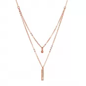 Pozlátený strieborný ROSE náhrdelník gulička a úzky obdĺžnik so zirkónmi biely 12057.1 crystal