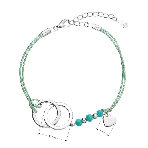 Kabbalah náramok spojené krúžkami a strieborné srdiečko 13051.3 turquoise