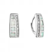 Strieborné náušnice luxusné so syntetickým opálom a zirkónmi 11535.1 white