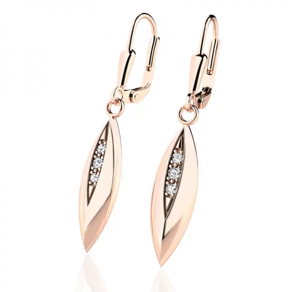 Zlaté visiace náušnice s diamantmi 10974-CV-DIA