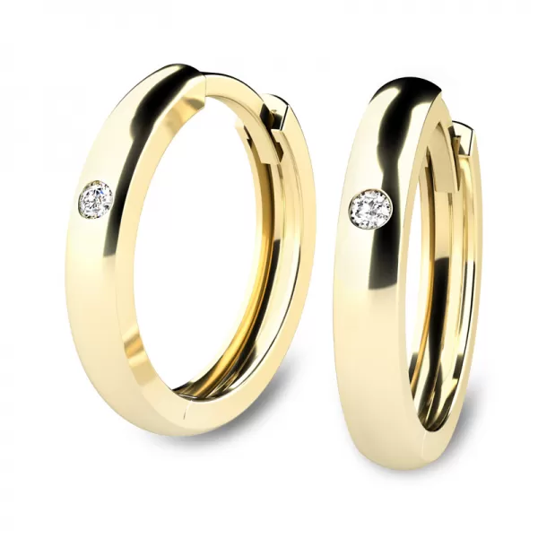 Náušnice žluté zlato 585/1000, přírodní diamanty 0.030ct, 109010-ZL-DIA