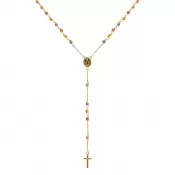 Zlatý 14 karátový náhrdelník ruženec s krížom a medailónikom s Pannou Máriou RŽ14 multi