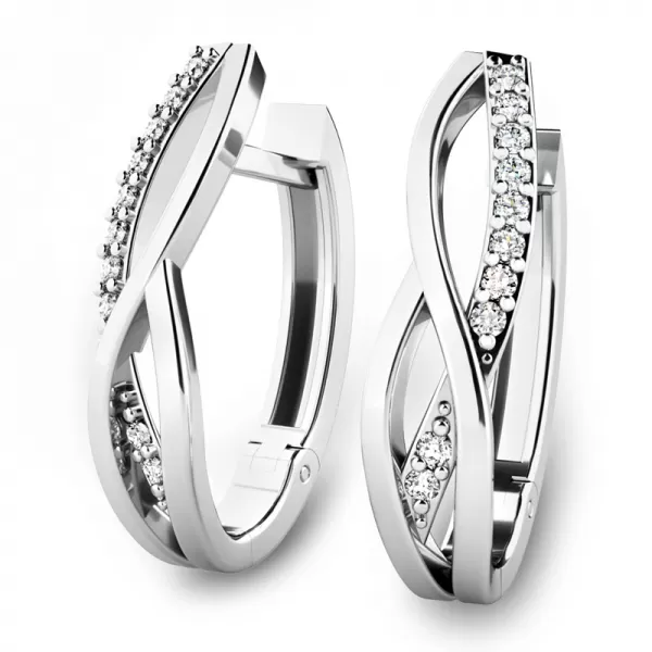 Náušnice z bieleho zlata 585/1000, prírodné diamanty 0.140 ct G/SI, 10987-B-DIA