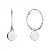 Strieborné náušnice kruhy s lesklou placičkou 61058