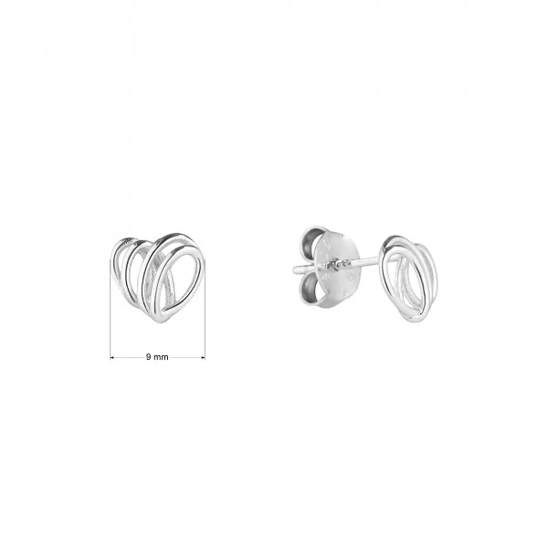 Strieborné náušnice pletené srdiečka 61046