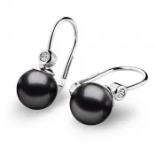 Náušnice s perlou a diamantmi 10868B-DIA-Black