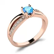 Dámsky prsteň ružové zlato 585/1000 prírodný diamant G/SI s topaz 10998-CV-TPZ