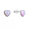 Strieborné náušnice kôstky so syntetickým opálom ružové srdce 11337.3