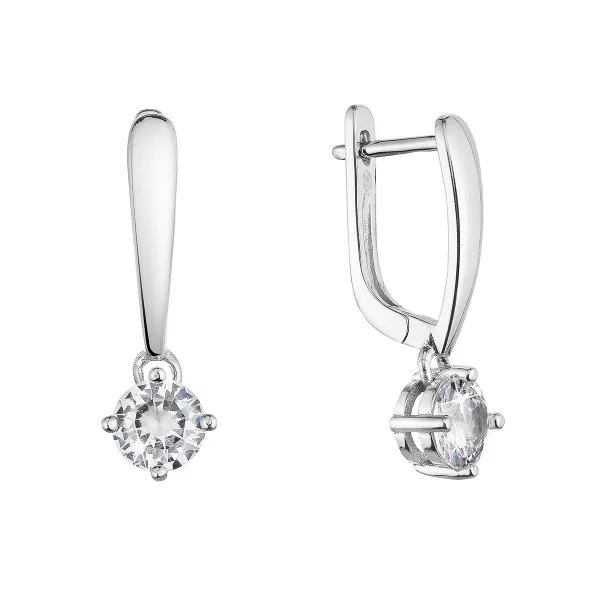 Strieborné náušnice visiace s hojdajúcim so zirkónom bielej 11452.1