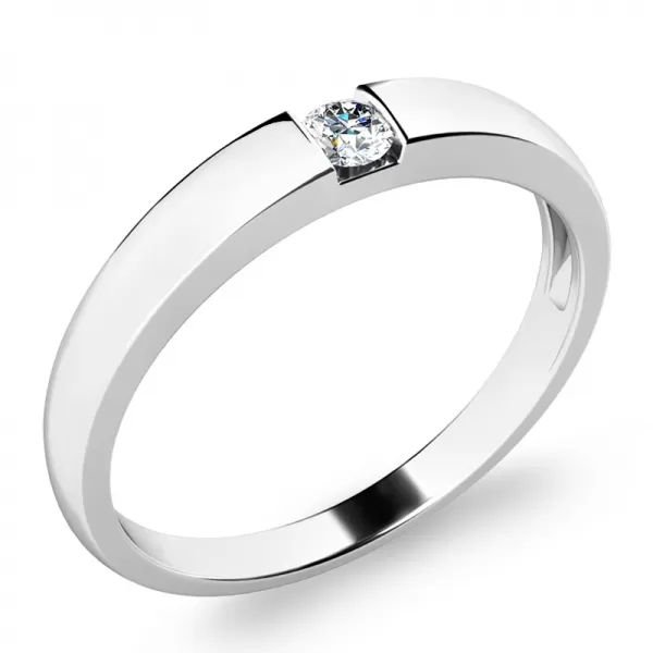 Zásnubný prsteň biele zlato 585/1000 prírodný diamant 0,055 ct G/SI ZP-10978-B-DIA