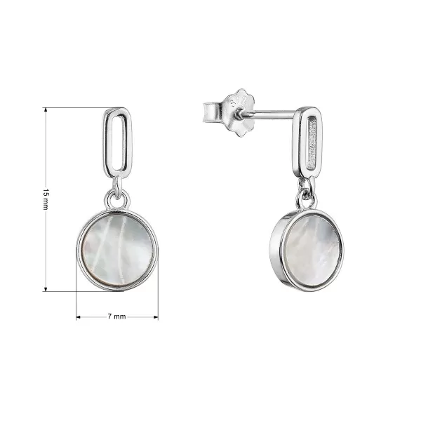 Strieborné náušnice visiace guľaté s perleťou 11518.1 perleť