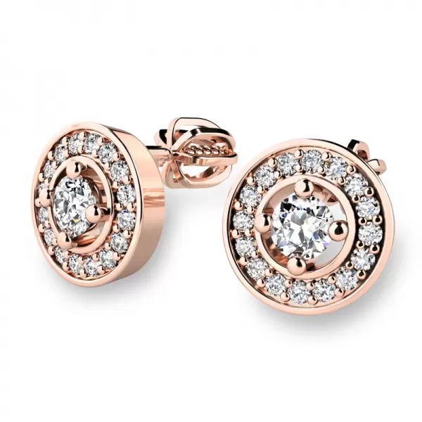 Náušnice ružové zlato 585/1000, prírodné diamanty 0.340ct, 10921-CV-DIA