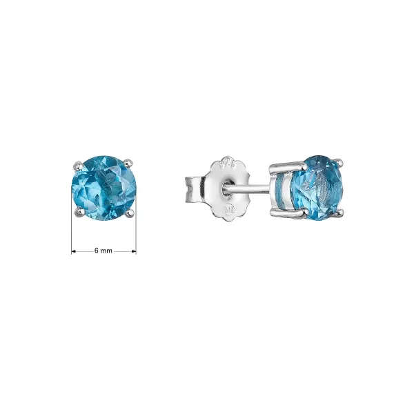 Strieborné náušnice kôstky s pravými minerálnymi kameňmi modré 11484.3 london topaz