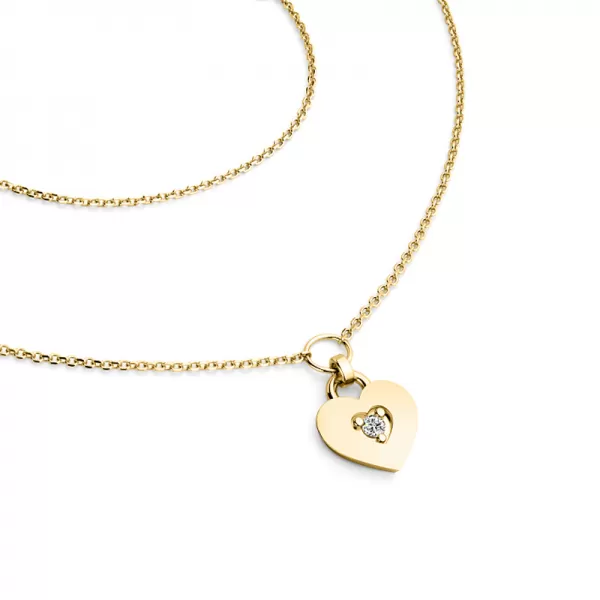 Náhrdelník srdca s diamantom 10874-NH05-ZL-DIA