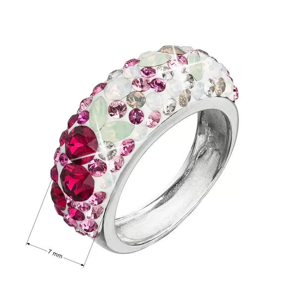 Strieborný prsteň s kryštálmi Swarovski mix farieb červená 35031.3
