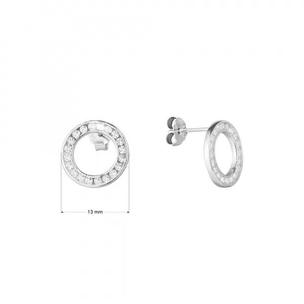 Strieborné náušnice okrúhle so zirkónmi 11551.1 crystal