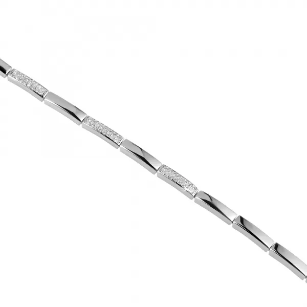 Strieborný náramok obdĺžnikový so zirkónmi 13056.1 crystal