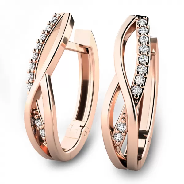 Náušnice z ružového zlata 585/1000, prírodné diamanty 0.140ct, G/SI, 10987-CV-DIA