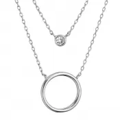 Strieborný náhrdelník dvojitá retiazka krúžok a zirkón 12111.1