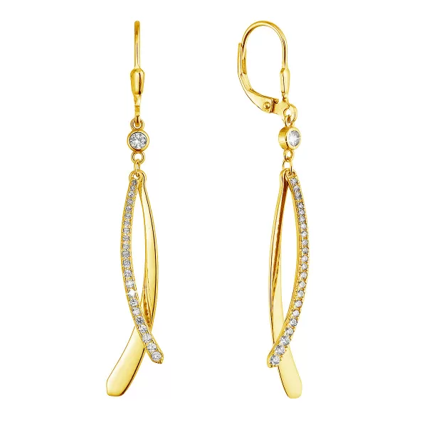 Pozlátené strieborné náušnice visiace dlhé 11540.1