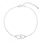Strieborný náramok dve srdcia 63009