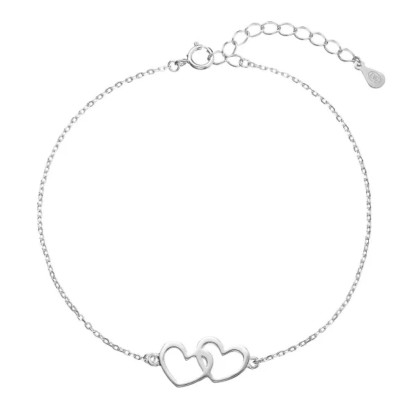Strieborný náramok dve srdcia 63009