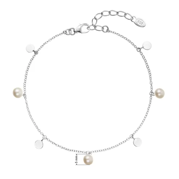 Strieborný náramok tri perličky striedavo so striebornou placičkou 23027.1