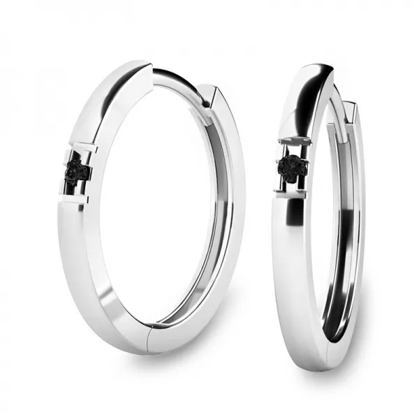 Dámske náušnice biele zlato 585/1000 prírodné diamantové kruhy 10985-B-Black