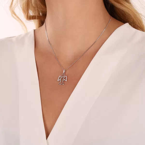 Strieborný prívesok anjel s krídlami zo zirkonov 14040.1 crystal