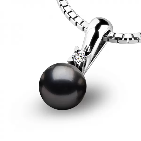 Dámsky prívesok prírodný diamant 0.025 ct perlový 10891-B-DIA-Black