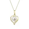 Zlato 14 karátových náhrdelníkov s bielou riekou Pearl a Brilliants 92pB00049