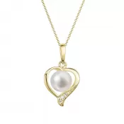 Zlato 14 karátových náhrdelníkov s bielou riekou Pearl a Brilliants 92pB00049