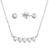 Súprava šperkov so syntetickými opálmi biele okrúhle 19035.1 white