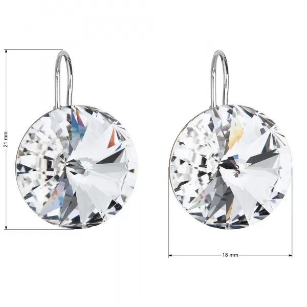 Strieborné náušnice visiace s kryštálmi Preciosa biele okrúhle 31153.1