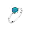 Strieborný prsteň so syntetickým opálom zelený okrúhly 15001.1 green