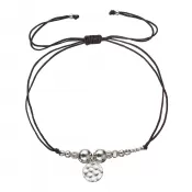 Textilný náramok čierny strieborné guličky 13040.3 black