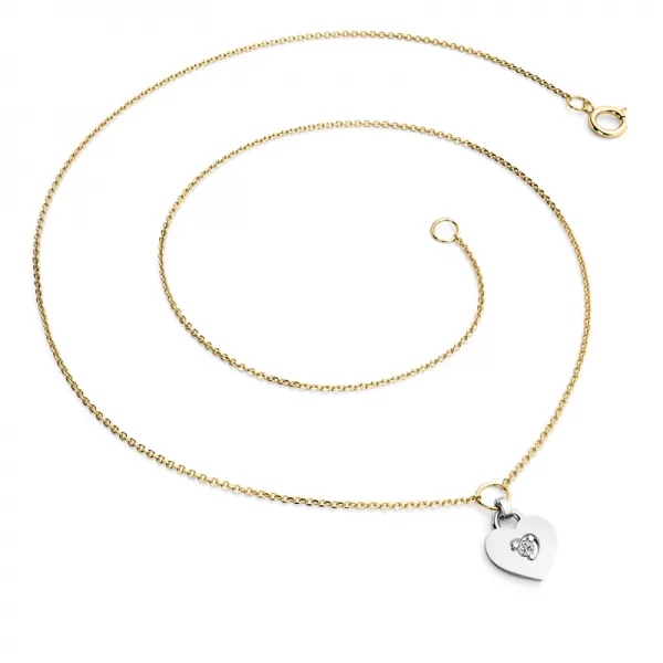 Náhrdelník srdca s diamantom 10874-NH05-ZLB-DIA