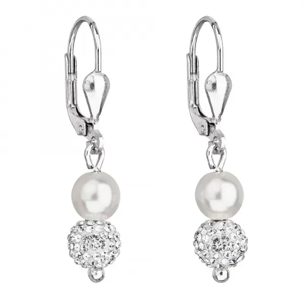 Strieborné náušnice visiace s Preciosa kryštály biele okrúhle 31244.1