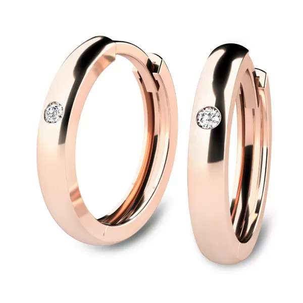 Náušnice růžové zlato 585/1000, přírodní diamanty 0.030ct, 109010-CV-DIA