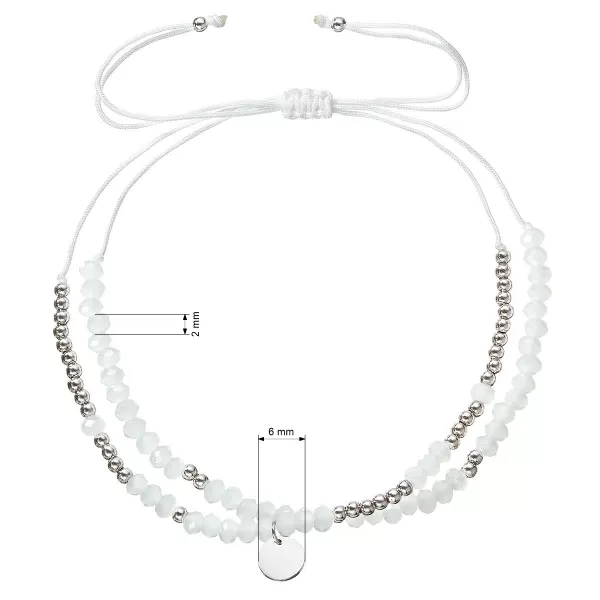 Textilný náramok biele korálky 13038.1 white