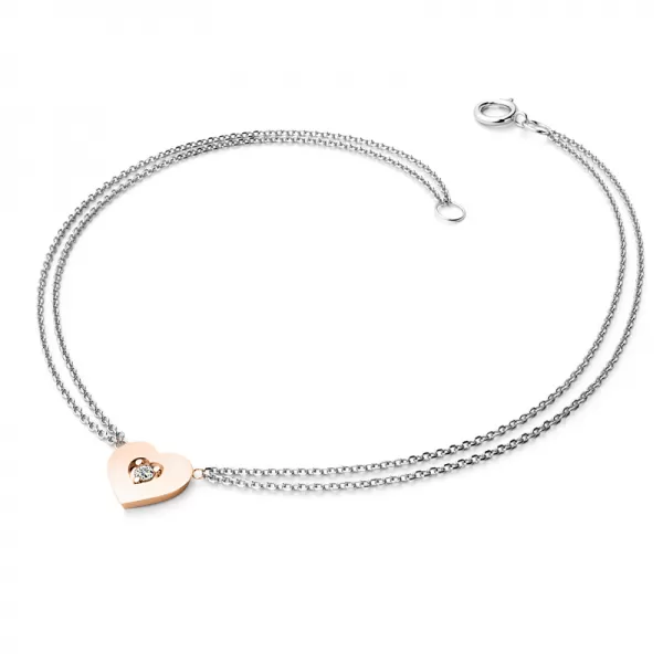 Srdcový náramok a diamanty 10874-NR02-BCV