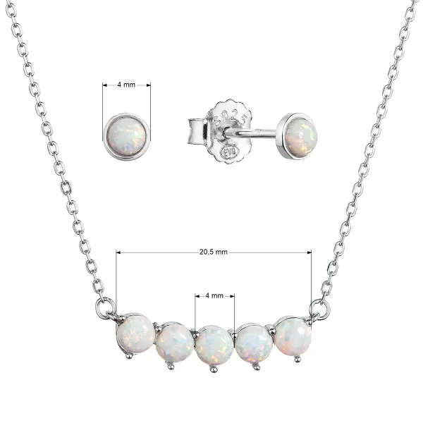 Súprava šperkov so syntetickými opálmi biele okrúhle 19035.1 white