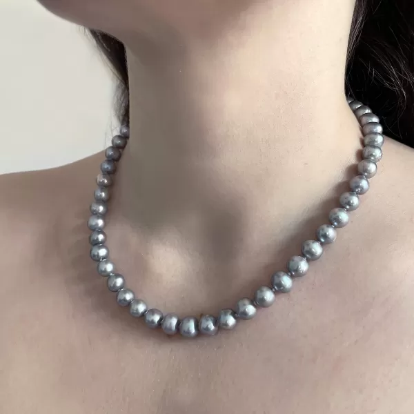 Perlový náhrdelník z pravých riečnych perál šedý 22028.3 grey