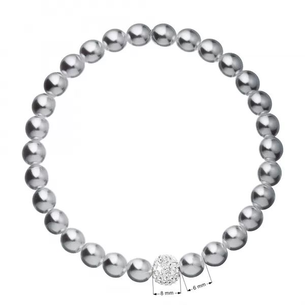 Perlový náramok šedý s Preciosa kryštálmi 33115.3