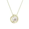 Zlatý 14 karátový náhrdelník s bielou riečnou perlou a briliantom 92PB00046