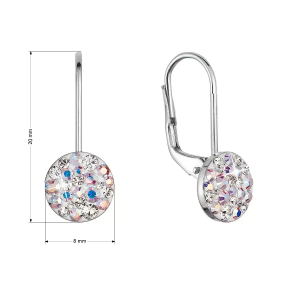 Strieborné náušnice visiace s kryštálmi Swarovski ab efekt malé 31321.2 ab efekt
