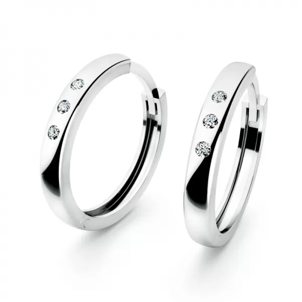 Dámske náušnice biele zlato 585/1000 prírodný diamant 0,026 ct G/SI kruhy 10970-B-DIA