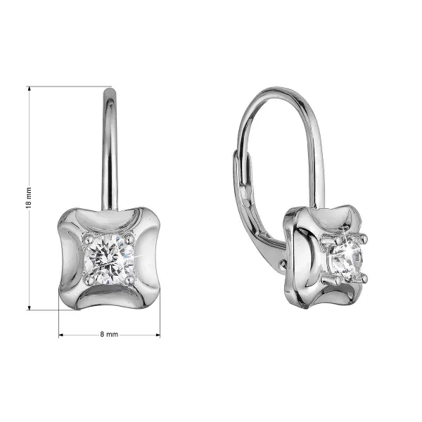 Strieborné náušnice štvorčeky so zirkónom 11506.1 crystal