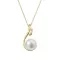 Zlatý 14 karátový náhrdelník žlté zlato s bielou riečnou perlou 92P00039