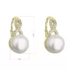 Pozlátené náušnice visiace s bielou riečnou perlou a zirkónmi 21048.1